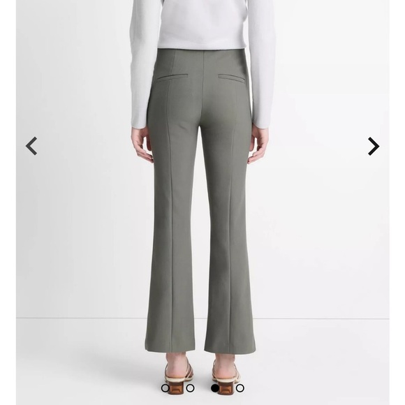 Vince Mid-Rise Pintuck Crop Flared Pants Olive Green | 8 - Picture 3 of 7